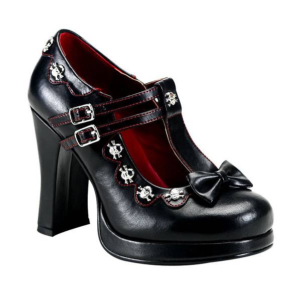 Demonia Crypto-06 Black Vegan Leather Schuhe Herren D563-814 Gothic Mary Jane Schuhe Schwarz Deutschland SALE